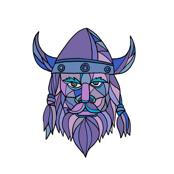Mosaïque Bas Polygone Style Illustration Tête Viking Norseman Barbare Vue — Image vectorielle