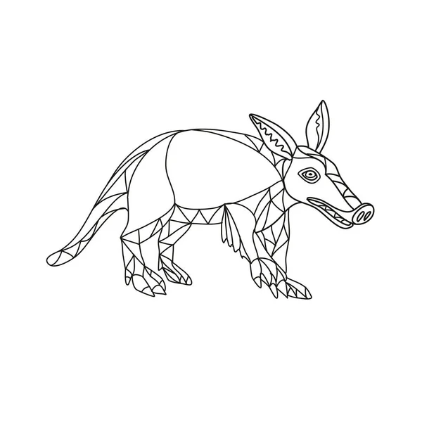 Mono Lijn Illustratie Van Een Aardvarken Een Middelgrote Gravende Nachtelijke — Stockvector