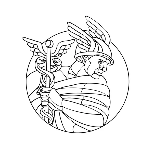 Mosaico Baixo Polígono Estilo Ilustração Mercúrio Deus Romano Comerciantes Comerciantes — Vetor de Stock