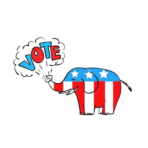 Σχέδιο Σκίτσο Στυλ Εικονογράφηση Από Ένα Αμερικανικό Ελέφαντα Φυσώντας Λέξη — Διανυσματικό Αρχείο