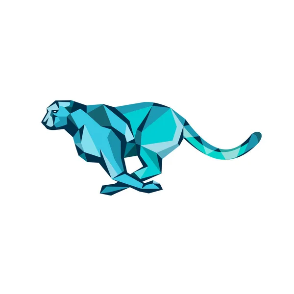 Lage Polygoon Stijl Illustratie Voor Cheetah Uitgevoerd Voor Zijn Prooi — Stockvector