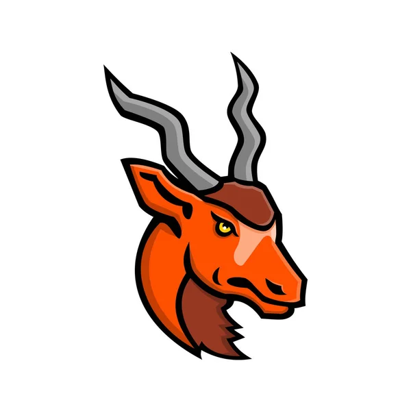 Icona Della Mascotte Illustrazione Della Testa Antilope Addax Bianca Screwhorn — Vettoriale Stock