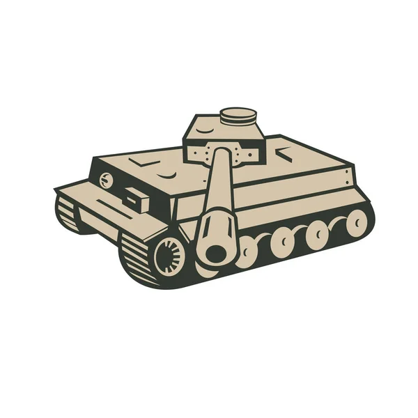 Retro Stijl Illustratie Van Een Duitse Wereldoorlog Twee Panzer Strijd — Stockvector