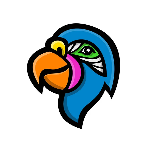 Icono Mascota Ilustración Cabeza Loro También Conocido Como Psittacina Aves — Archivo Imágenes Vectoriales