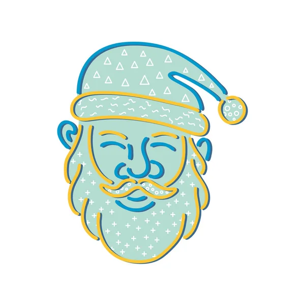 1980 Років Мемфіс Стиль Дизайну Ілюстрація Санта Клауса Кріс Kringle — стоковий вектор