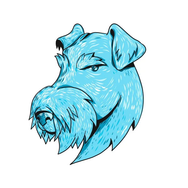 Dessin Tête Illustration Style Croquis Terrier Airedale Bingley Terrier Waterside — Image vectorielle
