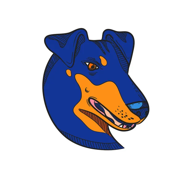 Dessin Illustration Style Croquis Tête Manchester Terrier Une Race Chien — Image vectorielle