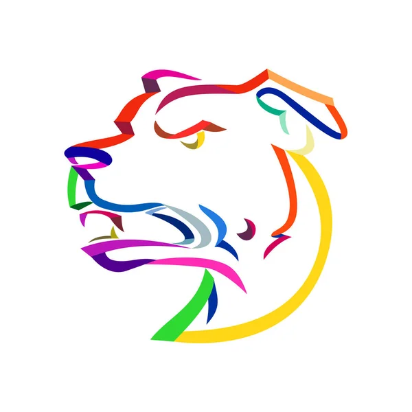 Illustration Style Ruban Bouclé Tête American Staffordshire Terrier Amstaff Colère — Image vectorielle