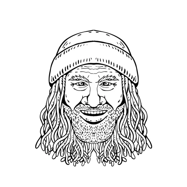 Baş bir Rastafarian dostum, Rastafari veya Rastafarianism pratik adam kroki tarzı gösteren resim çizim, İbrahimi din Jamaika'da 1930'lu yılların siyah beyaz beyaz arka plan üzerinde geliştirilen.