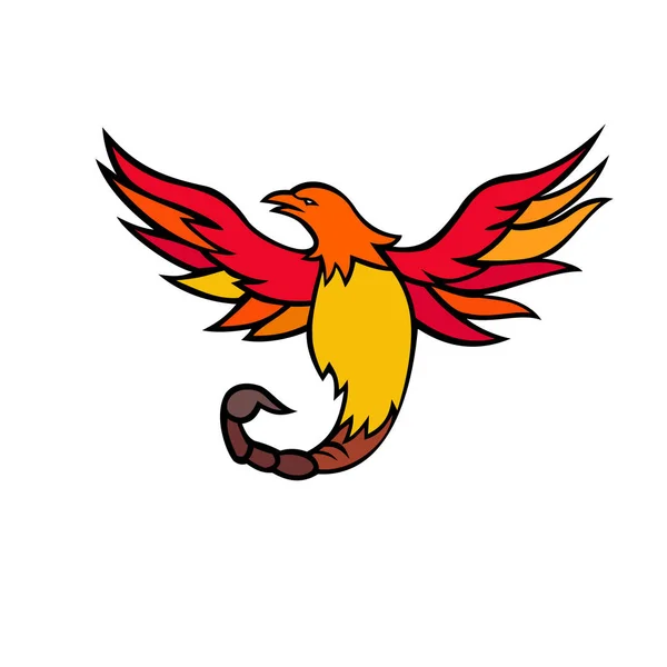 Mascotte Illustratie Van Het Pictogram Van Een Phoenix Met Een — Stockvector