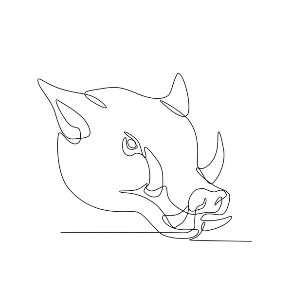 Illustration Ligne Continue Cochon Sauvage Porc Sanglier Une Tête Rasoir — Image vectorielle