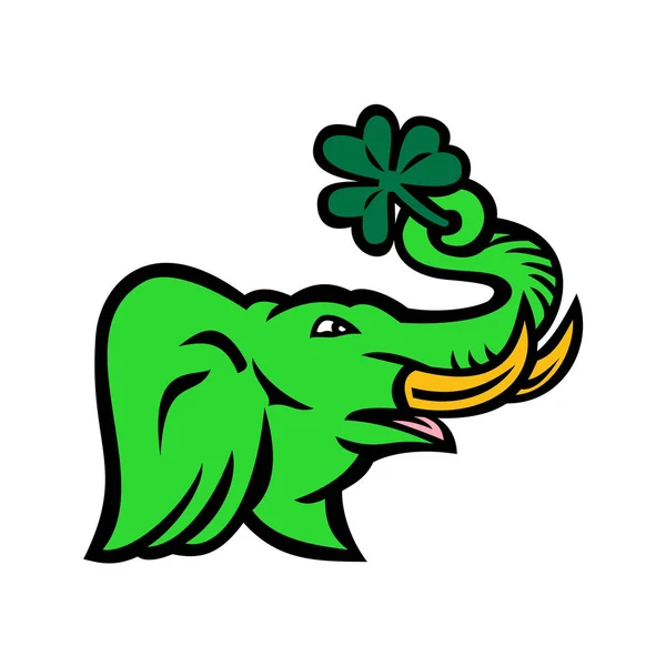 Green Elephant Shamrock Icon — Stock Vector