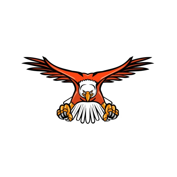 Maskotka z przodu Swooping Bald Eagle — Wektor stockowy