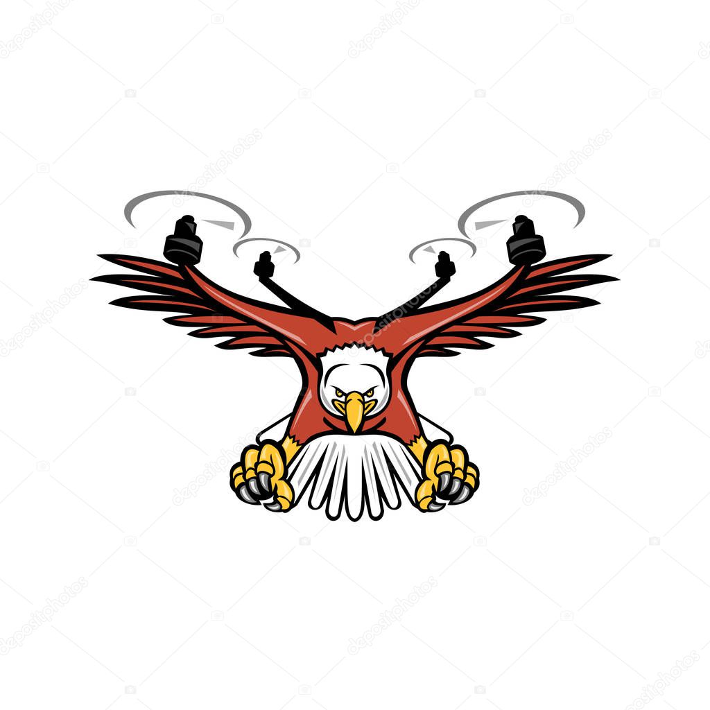 Half Eagle Half Drone Swooping Mascot 