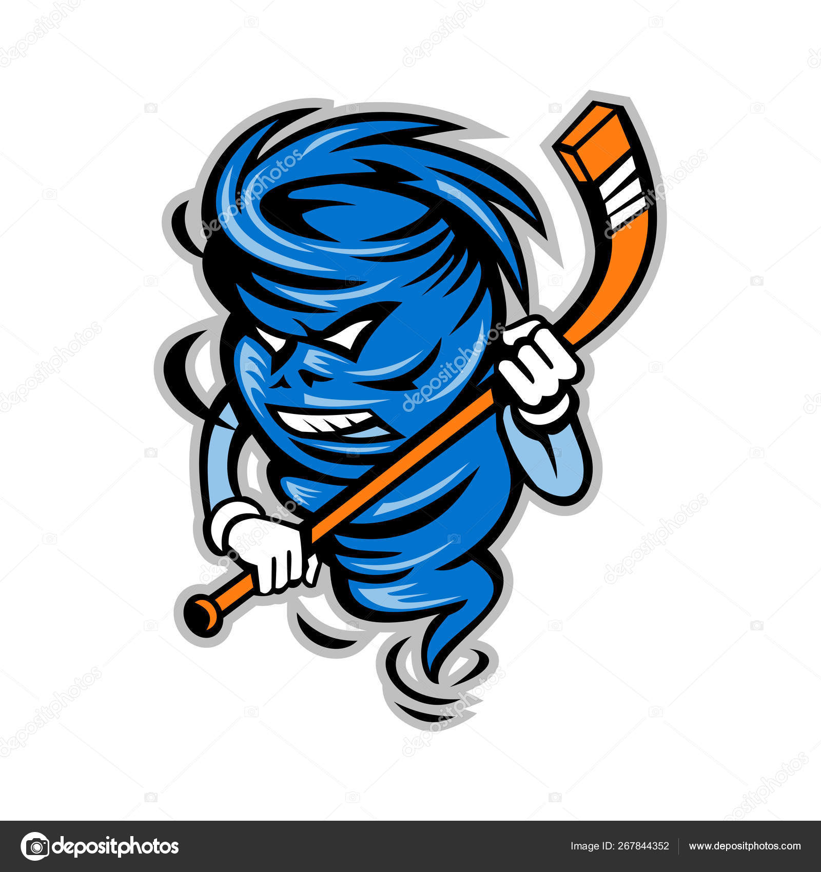 토네이도 아이스 하키 선수 마스코트 스톡 벡터 - ©patrimonio 267844352, image size:1600x1700