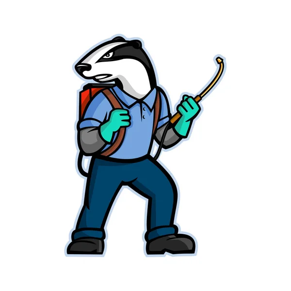 Badger Pest Control Mascot — Stock Vector