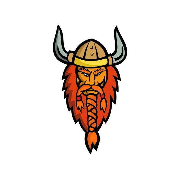 Irritado Norseman cabeça mascote — Vetor de Stock