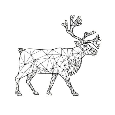 Caribou yan düğümleri siyah beyaz