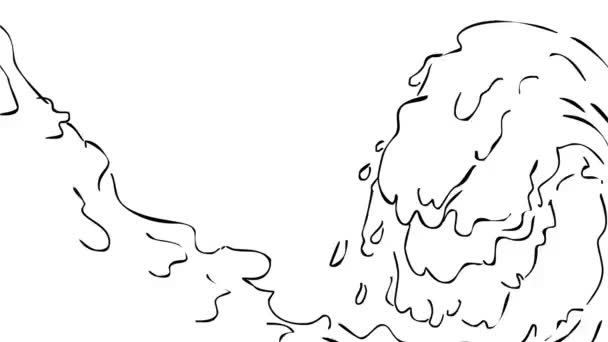 Animation Motion Graphics Drawing Water Liquid Surf Waves Crashing Splashing — Stock Video