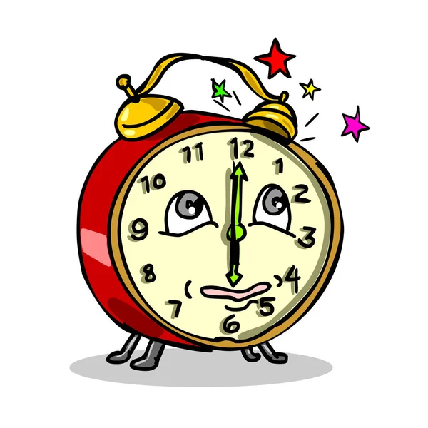 Reloj despertador tradicional Despertando dibujos animados — Vector de stock