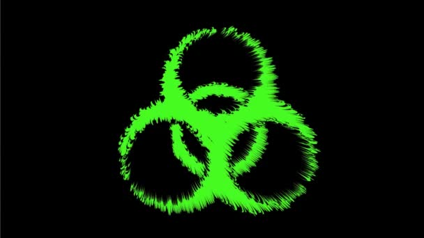 Animation Motion Graphics Showing Biological Hazard Biohazard Symbol Flickering Breaking — Stock Video