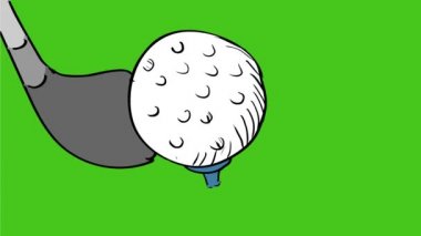 Hd yüksek çözünürlüklü yeşil par 3 delik bir delik batan bir golf topu 2d Animasyon hareket grafikleri.