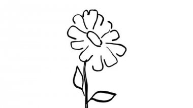 Hd yüksek çözünürlüklü alfa mat ile beyaz ve yeşil ekranda rüzgarda sallanan esen bir papatya çiçek bitki 2d Animasyon hareket grafik çizim.