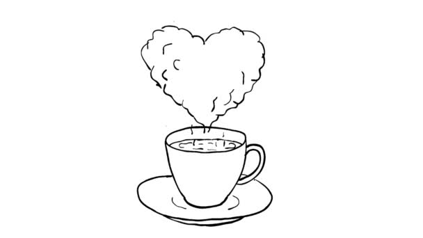 Animation Dessin Graphique Mouvement Café Dans Une Tasse Avec Vapeur — Video