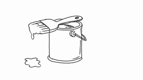 Desenho Gráficos Movimento Animação Pincel Pintura Pode Pingar Tinta Tela — Vídeo de Stock