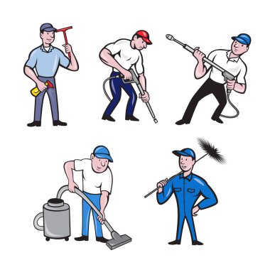 Temizleyici Karikatür Seti