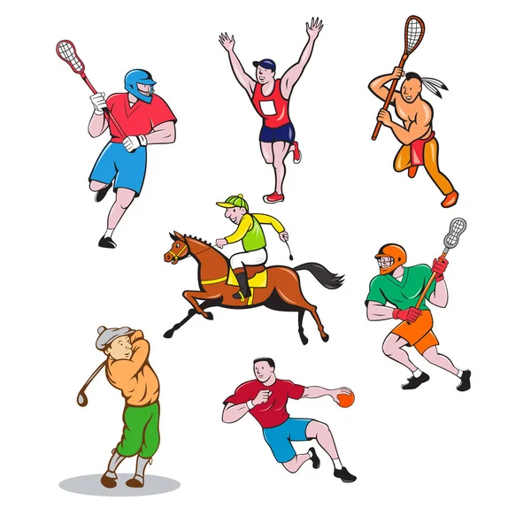 Conjunto de dibujos animados de mascotas deportivas — Vector de stock