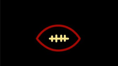 2d Animasyon hareket grafikler Hd yüksek çözünürlüklü siyah ekranda amerikan futbolu kask çatışan kafalar neon işareti ışık tabela aydınlatma gösteren retro tarzı yapılır.