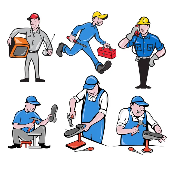 Repairman MASCOT Cartoon Set — Wektor stockowy