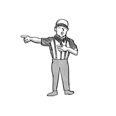 American Football Official  Cartoon Black and White clipart