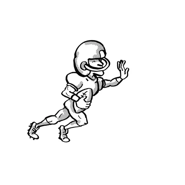 American Football speler cartoon zwart-wit — Stockfoto