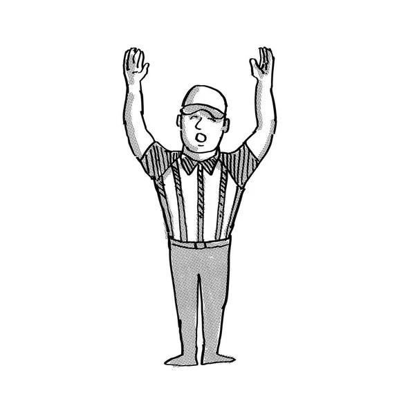 American Football Official  Cartoon Black and White — Stock Photo, Image