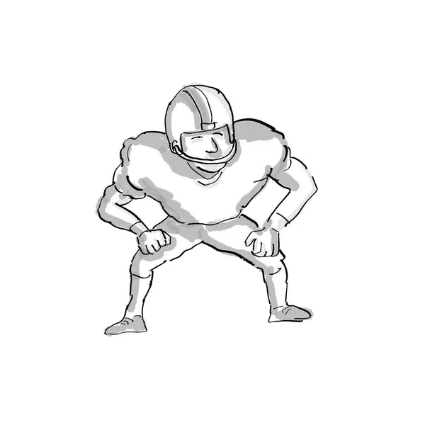 American Football speler cartoon zwart-wit — Stockfoto