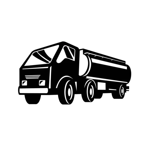 Ilustración Estilo Retro Camión Cisterna Camión Gas Camión Combustible Camión — Vector de stock