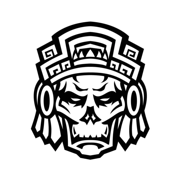 Mascotte Pictogram Illustratie Van Een Schedel Van Een Edele Azteekse — Stockvector