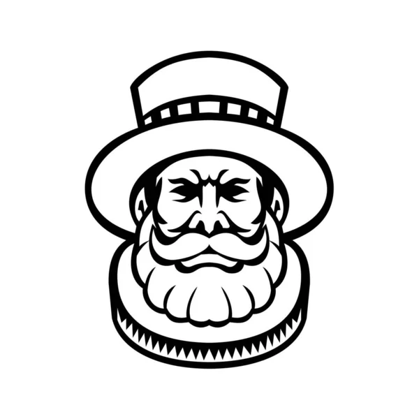 Mascotte Icône Illustration Tête Beefeater Yeoman Warder Yeomen Guard Gardiens — Image vectorielle
