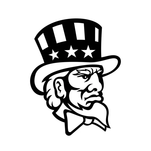 Fekete Fehér Kabala Illusztráció Fejét Uncle Sam Népszerű Szimbóluma Amerikai — Stock Vector