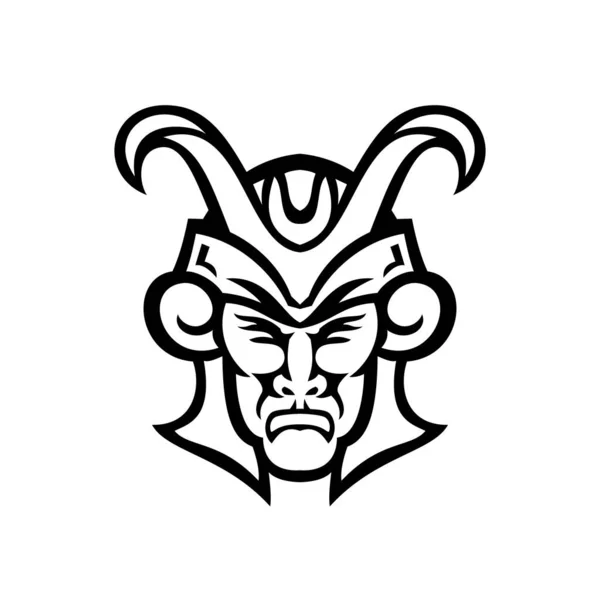 Black White Mascot Illustration Head Loki God Norse Mythology Who — Stock Vector