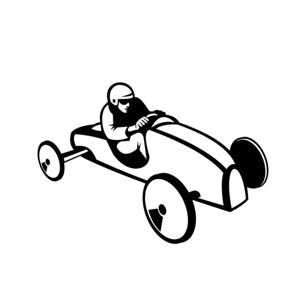 Ilustración Estilo Blanco Negro Retro Derby Caja Jabón Carreras Carreras — Archivo Imágenes Vectoriales