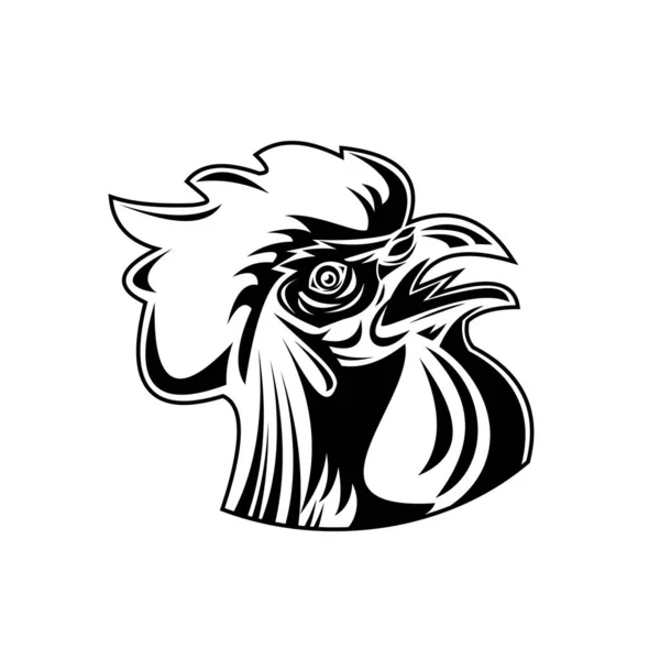 Retro Stylu Ilustracja Głowy Koguta Ptactwa Dżungli Lub Koguta Dorosłego — Wektor stockowy