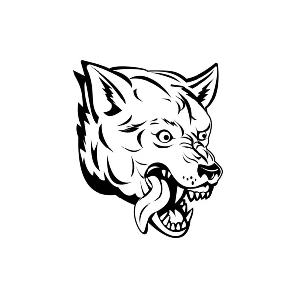 Mascotte Sport Illustration Tête Loup Agressif Colère Canis Lupus Loup — Image vectorielle