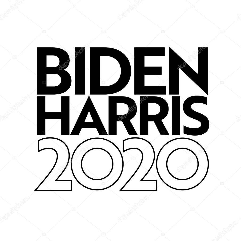 Aug 14, 2020, AUCKLAND, NEW ZEALAND: Illustration of American president and vice president candidate for US election Democrat Joe Biden and Kamala Harris ticket in words or text Biden Harris 2020.