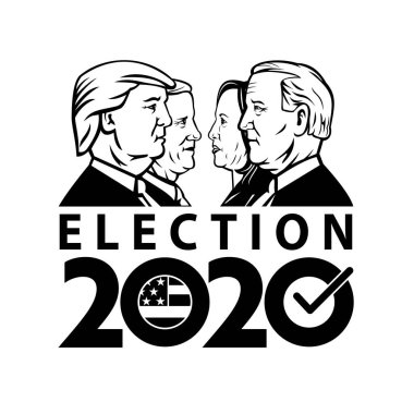 19 Ağustos 2020, AUCKLAND, NEW ZEALAND: 2020 ABD Başkanlık Seçiminin görüntüleri Cumhuriyetçi başkan Donald Trump ve başkan yardımcısı Mike Pence ve Demokrat Joe Biden, Kamala Harris 'i gösteriyor.