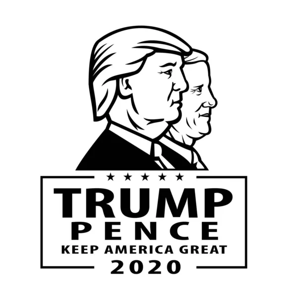 2020年8月18日 纽西兰 Auckland 美国总统和副总统候选人 共和党总统候选人唐纳德 特朗普 Donald Trump 和迈克 Mike — 图库矢量图片