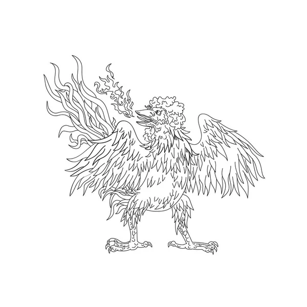 Εικονογράφηση Τύπου Ukiyo Ukiyo Ενός Basan Basabasa Inuhoo Ενός Πτηνοειδούς — Διανυσματικό Αρχείο