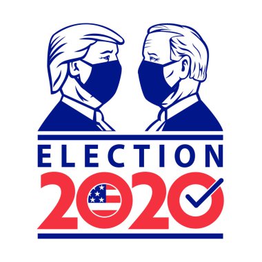 26 Ağustos 2020, AUCKLAND, NEW ZEALAND: 2020 ABD Başkanlık Seçiminin görüntüleri Cumhuriyetçi başkan Donald Trump ve Demokrat Joe Biden 'ın retro stili örten bir yüz maskesi taktıklarını gösteriyor.